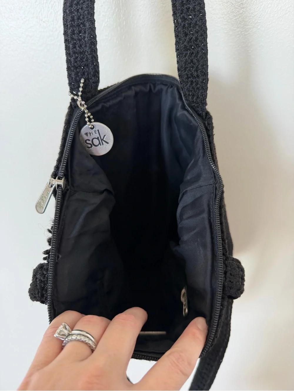 THE SAK Black Knit Shoulder Bag